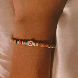 handmade rainbow heart beaded bracelet